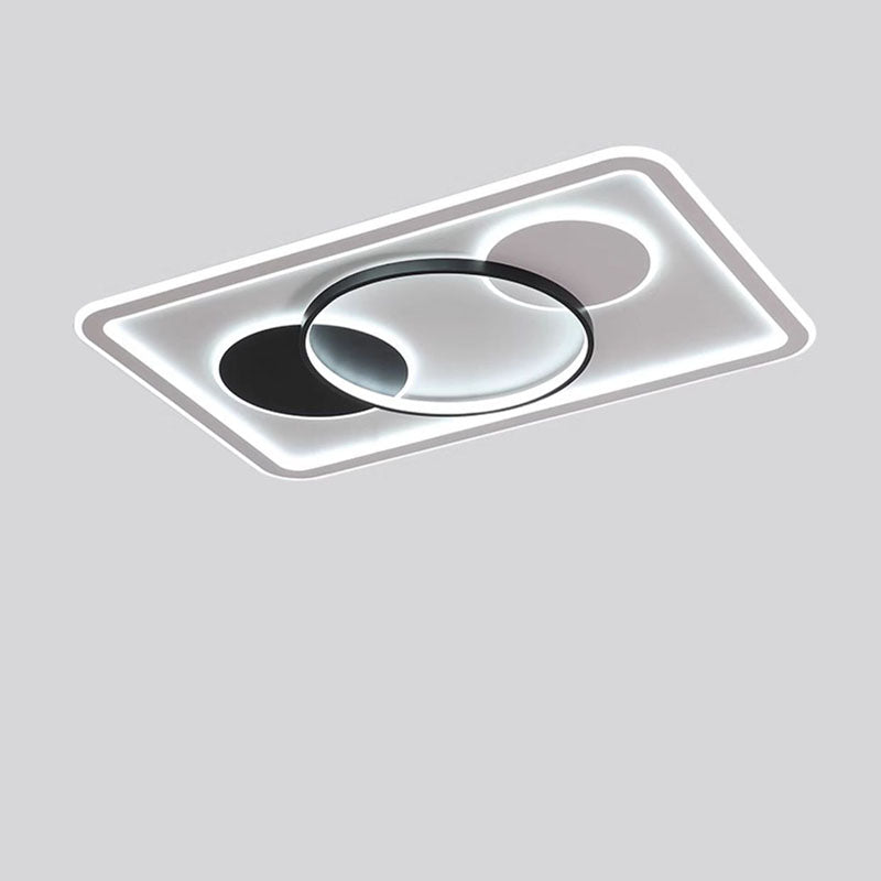 Modern Minimalist Round Rectangle Square Acrylic Iron LED Flush Mount Ceiling Light For Living Room & Bedroom