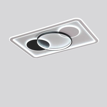 Modern Minimalist Round Rectangle Square Acrylic Iron LED Flush Mount Ceiling Light For Living Room & Bedroom