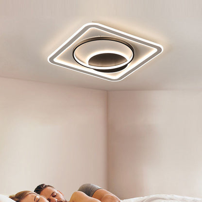 Modern Minimalist Round Rectangle Square Acrylic Iron LED Flush Mount Ceiling Light For Living Room & Bedroom