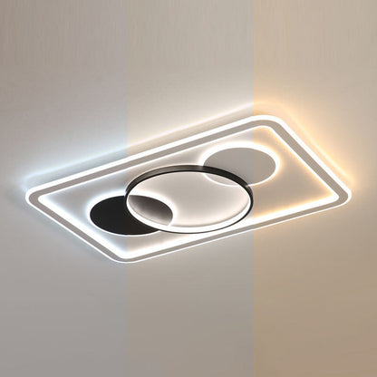 Modern Minimalist Round Rectangle Square Acrylic Iron LED Flush Mount Ceiling Light For Living Room & Bedroom