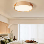 Contemporary Nordic Round Wooden Edge LED Flush Mount Ceiling Light for Bedroom