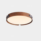Contemporary Nordic Round Wooden Edge LED Flush Mount Ceiling Light for Bedroom