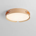 Contemporary Nordic Round Wooden Edge LED Flush Mount Ceiling Light for Bedroom