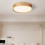 Contemporary Nordic Round Wooden Edge LED Flush Mount Ceiling Light for Bedroom