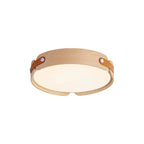 Contemporary Nordic Round Wooden Edge LED Flush Mount Ceiling Light for Bedroom