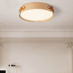 Contemporary Nordic Round Wooden Edge LED Flush Mount Ceiling Light for Bedroom