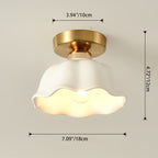 Modern Simplicity Ceramics Iron Corrugated Edge 1-light Semi-flush Mount Ceiling Light for Hallways BulbSquare