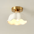 Modern Simplicity Ceramics Iron Corrugated Edge 1-light Semi-flush Mount Ceiling Light for Hallways BulbSquare