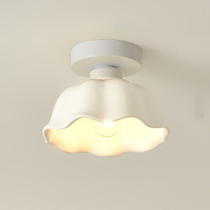 Modern Simplicity Ceramics Iron Corrugated Edge 1-light Semi-flush Mount Ceiling Light for Hallways