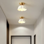 Modern Simplicity Ceramics Iron Corrugated Edge 1-light Semi-flush Mount Ceiling Light for Hallways BulbSquare