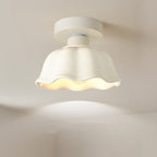 Modern Simplicity Ceramics Iron Corrugated Edge 1-light Semi-flush Mount Ceiling Light for Hallways BulbSquare