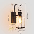 Traditional Colonial Kettle Shape Iron Glass 1-Light Wall Sconce Lamp For Living Room