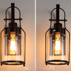 Traditional Colonial Kettle Shape Iron Glass 1-Light Wall Sconce Lamp For Living Room