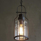 Traditional Colonial Kettle Shape Iron Glass 1-Light Wall Sconce Lamp For Living Room