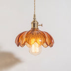 Contemporary Retro Flowers Copper Glass 1-light Pendant Light for Living Room BulbSquare