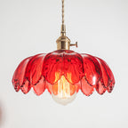 Contemporary Retro Flowers Copper Glass 1-light Pendant Light for Living Room BulbSquare
