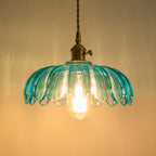 Contemporary Retro Flowers Copper Glass 1-light Pendant Light for Living Room BulbSquare