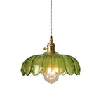 Contemporary Retro Flowers Copper Glass 1-light Pendant Light for Living Room BulbSquare