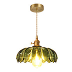 Contemporary Retro Flowers Copper Glass 1-light Pendant Light for Living Room BulbSquare