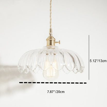 Contemporary Retro Flowers Copper Glass 1-light Pendant Light for Living Room