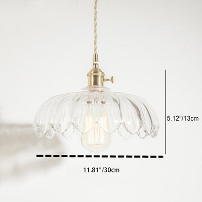 Contemporary Retro Flowers Copper Glass 1-light Pendant Light for Living Room