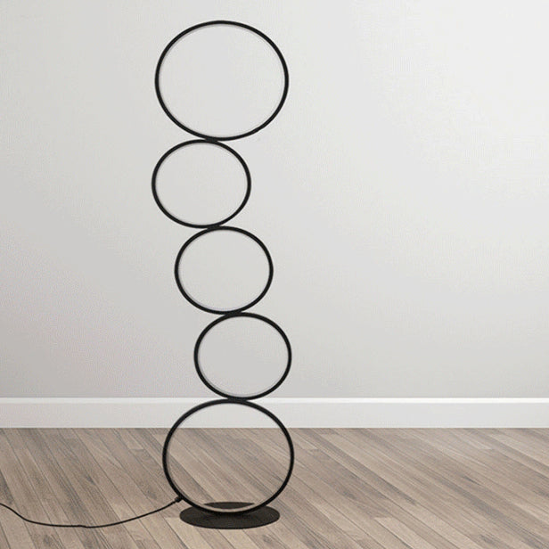 Contemporary Creative Aluminum Iron LED Five Circles Standing Floor Lamp For Living Room Lumendat