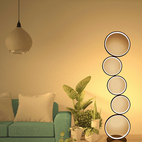 Contemporary Creative Aluminum Iron LED Five Circles Standing Floor Lamp For Living Room Lumendat