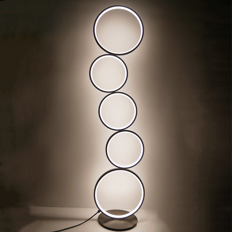 Contemporary Creative Aluminum Iron LED Five Circles Standing Floor Lamp For Living Room Lumendat