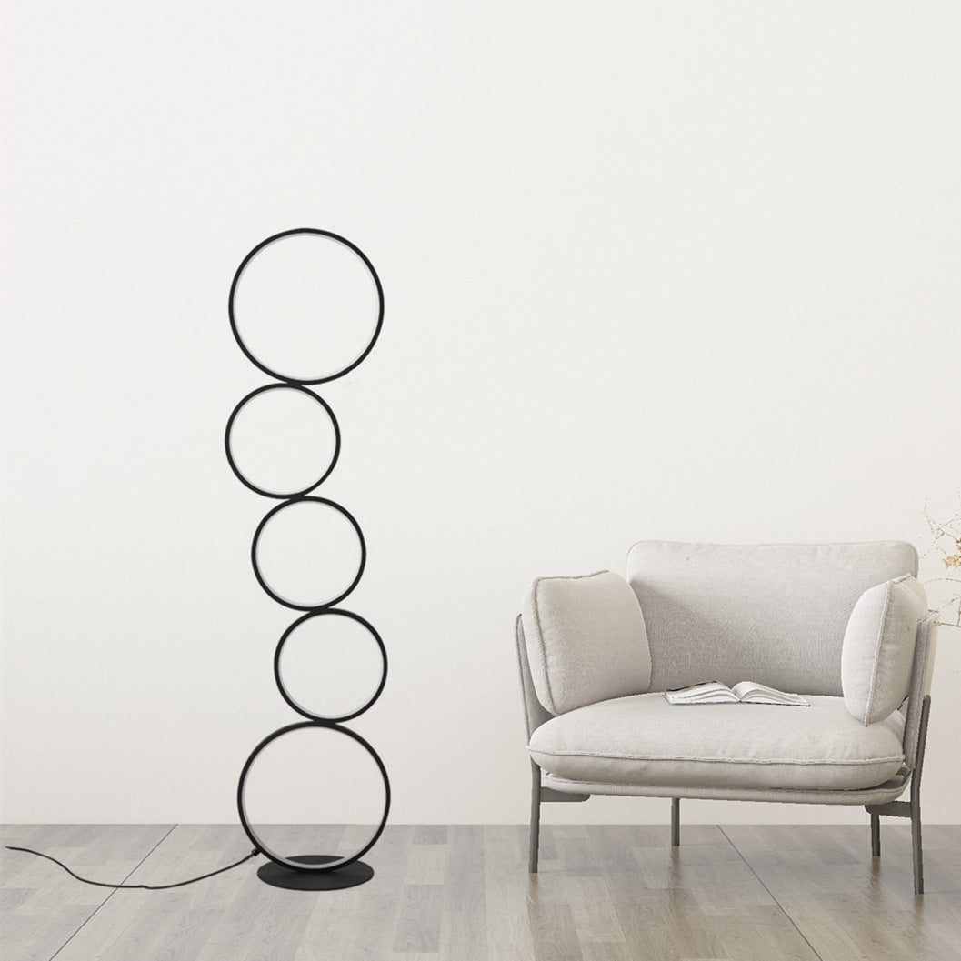 Contemporary Creative Aluminum Iron LED Five Circles Standing Floor Lamp For Living Room Lumendat