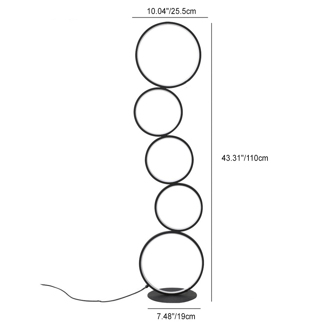 Contemporary Creative Aluminum Iron LED Five Circles Standing Floor Lamp For Living Room Lumendat