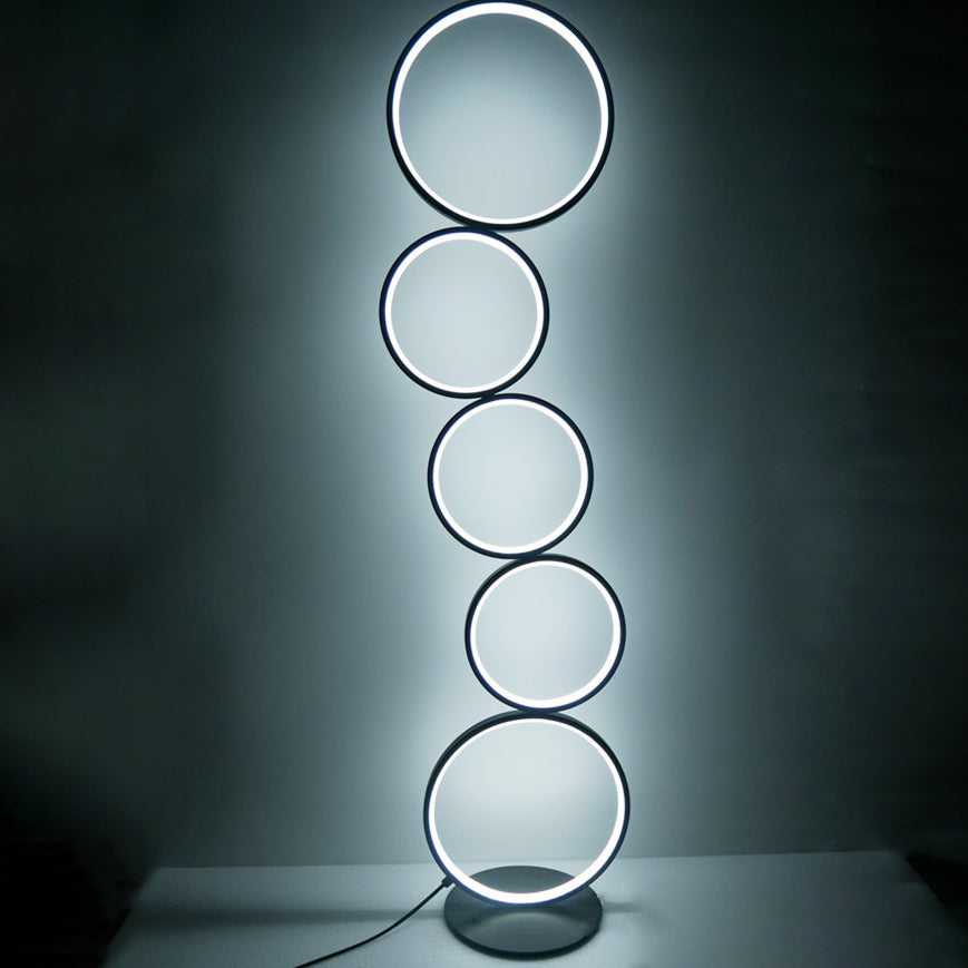 Contemporary Creative Aluminum Iron LED Five Circles Standing Floor Lamp For Living Room Lumendat