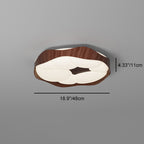 Contemporary Nordic Round Roto-molding Iron Wood Lampshade LED Flush Mount Ceiling Light For Bedroom