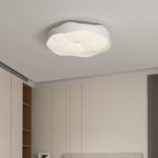 Contemporary Nordic Round Roto-molding Iron Wood Lampshade LED Flush Mount Ceiling Light For Bedroom