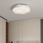 Contemporary Nordic Round Roto-molding Iron Wood Lampshade LED Flush Mount Ceiling Light For Bedroom