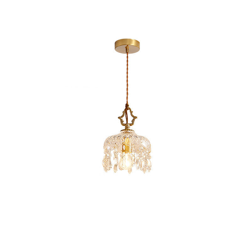 Traditional French Aluminum Glass 1- Light Pendant Light For Hallways