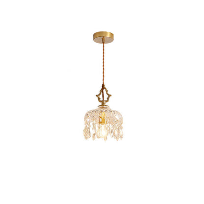 Traditional French Aluminum Glass 1- Light Pendant Light For Hallways
