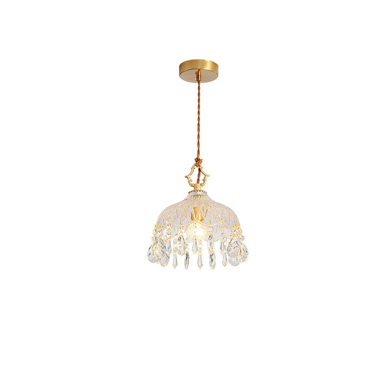 Traditional French Aluminum Glass 1- Light Pendant Light For Hallways