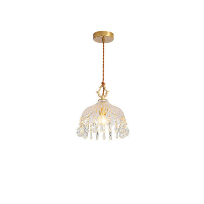 Traditional French Aluminum Glass 1- Light Pendant Light For Hallways