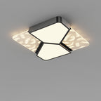 Contemporary Nordic Feather Pattern Acrylic Iron Lampshade LED Flush Mount Ceiling Light For Bedroom
