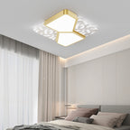 Contemporary Nordic Feather Pattern Acrylic Iron Lampshade LED Flush Mount Ceiling Light For Bedroom