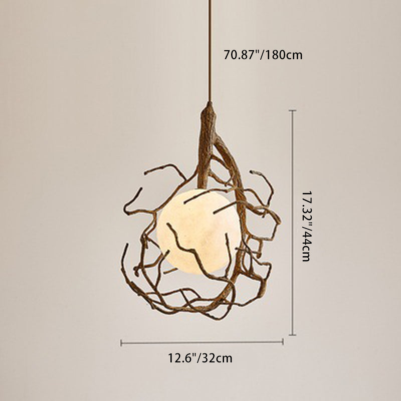 Contemporary Creative Tree Branch Pet Resin 1 - Light Pendant Light for Dining Room