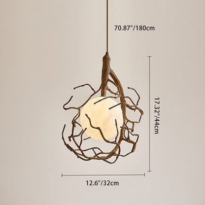 Contemporary Creative Tree Branch Pet Resin 1 - Light Pendant Light for Dining Room
