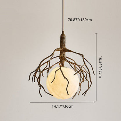 Contemporary Creative Tree Branch Pet Resin 1 - Light Pendant Light for Dining Room