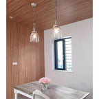 Modern Shabby Chic Iron Glass 1 - Light Pendant Light for Living Room BulbSquare