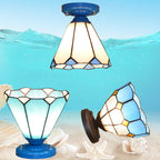 Traditional Tiffany Hardware Glass 1 - Light Semi-Flush Mount Ceiling Light For Hallways Lumendat
