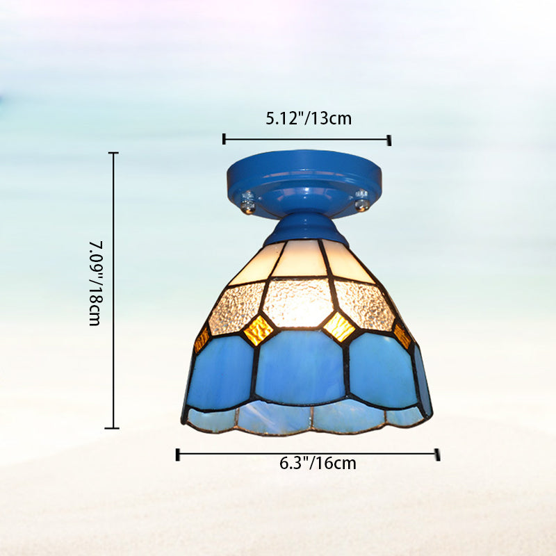 Traditional Tiffany Hardware Glass 1 - Light Semi-Flush Mount Ceiling Light For Hallways Lumendat