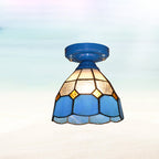 Traditional Tiffany Hardware Glass 1 - Light Semi-Flush Mount Ceiling Light For Hallways Lumendat