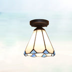 Traditional Tiffany Hardware Glass 1 - Light Semi-Flush Mount Ceiling Light For Hallways Lumendat