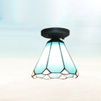 Traditional Tiffany Hardware Glass 1 - Light Semi-Flush Mount Ceiling Light For Hallways Lumendat