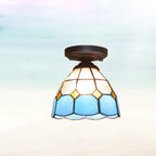 Traditional Tiffany Hardware Glass 1 - Light Semi-Flush Mount Ceiling Light For Hallways Lumendat